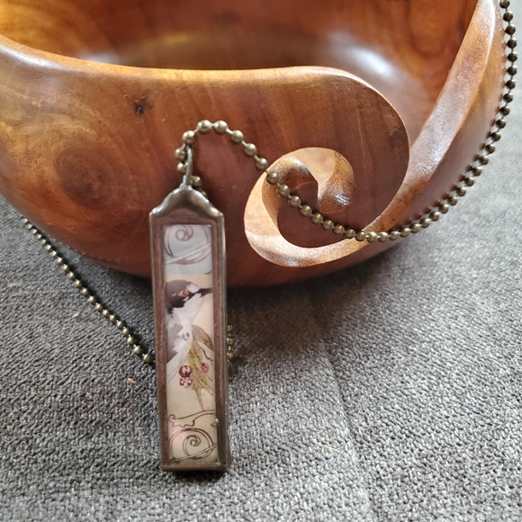 Bird Print Pendant in Brass - Picture 5 of 8